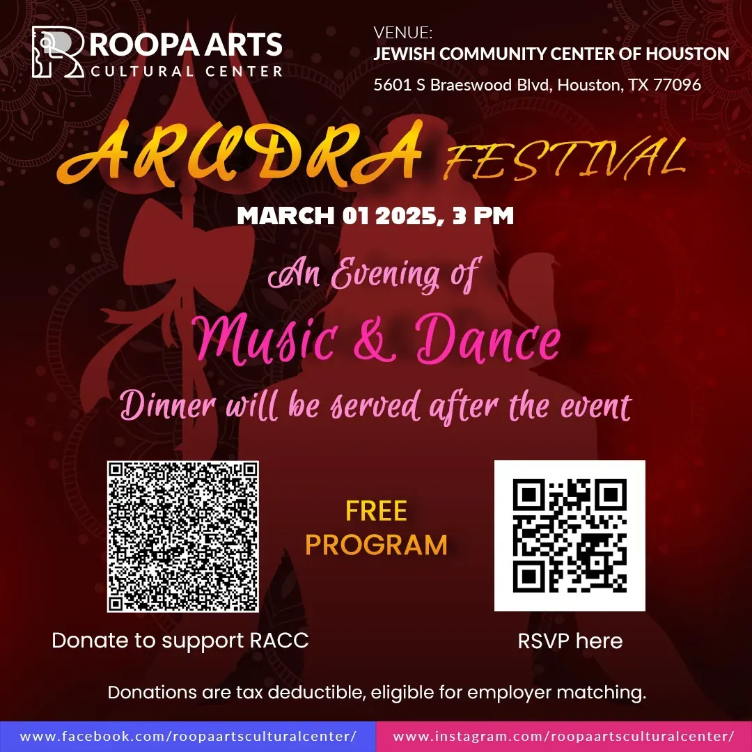 Flyer for Arudra Festival 2025, March 1, 2025