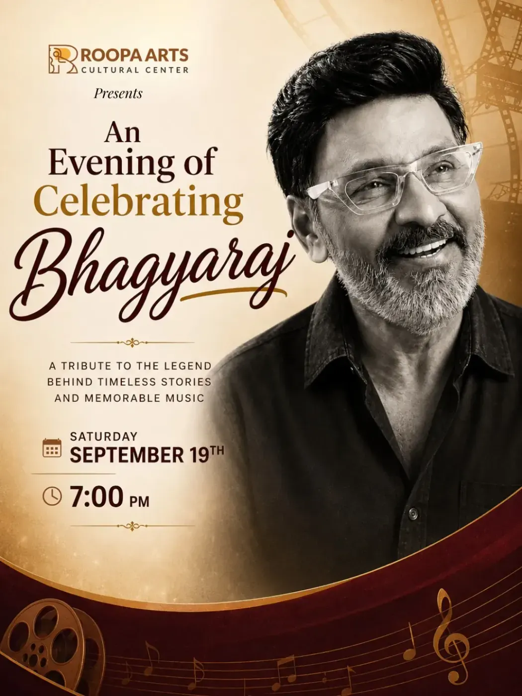Flyer for An Evening of Celebrating Bhagyaraj