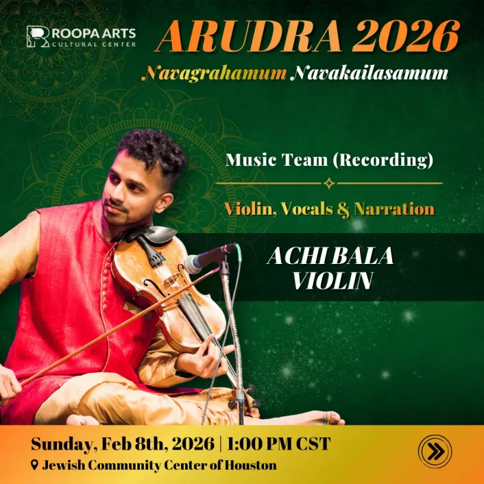 Achi Bala, violin, vocals and narration (Arudra 2026)