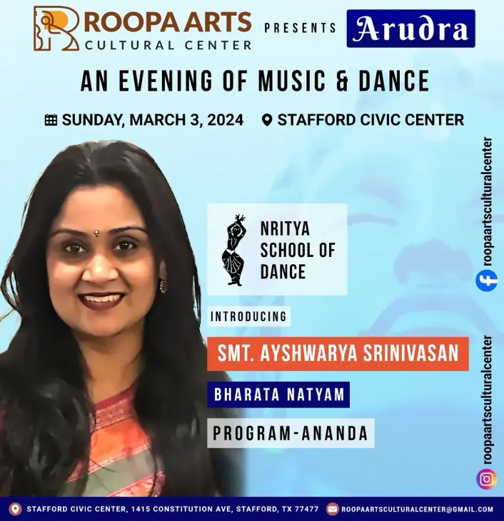 Smt. Ayshwarya Srinivasan, Bharatanatyam, Ananda (Arudra Festival 2024)