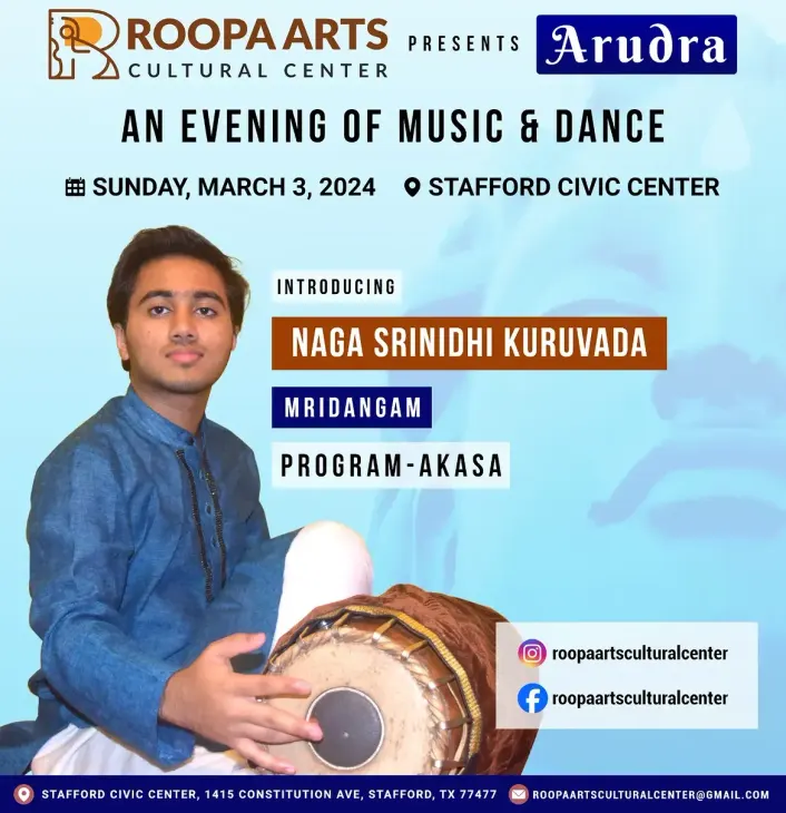 Naga Srinidhi Kuruvada, mridangam, Akasa (Arudra Festival 2024)