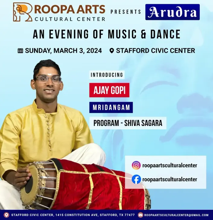 Ajay Gopi, mridangam, Shiva Sagara (Arudra Festival 2024)